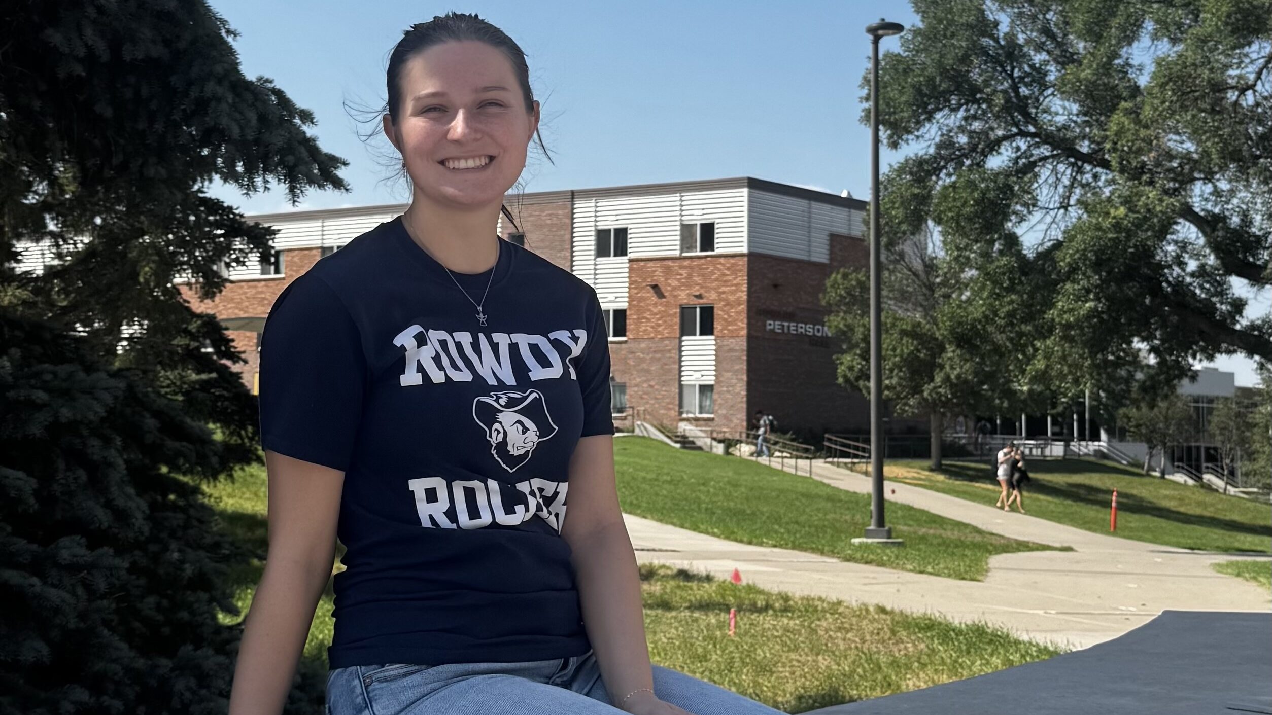 Macy at South Dakota Mines wearing a Rowdy Rocker T-Shirt.
