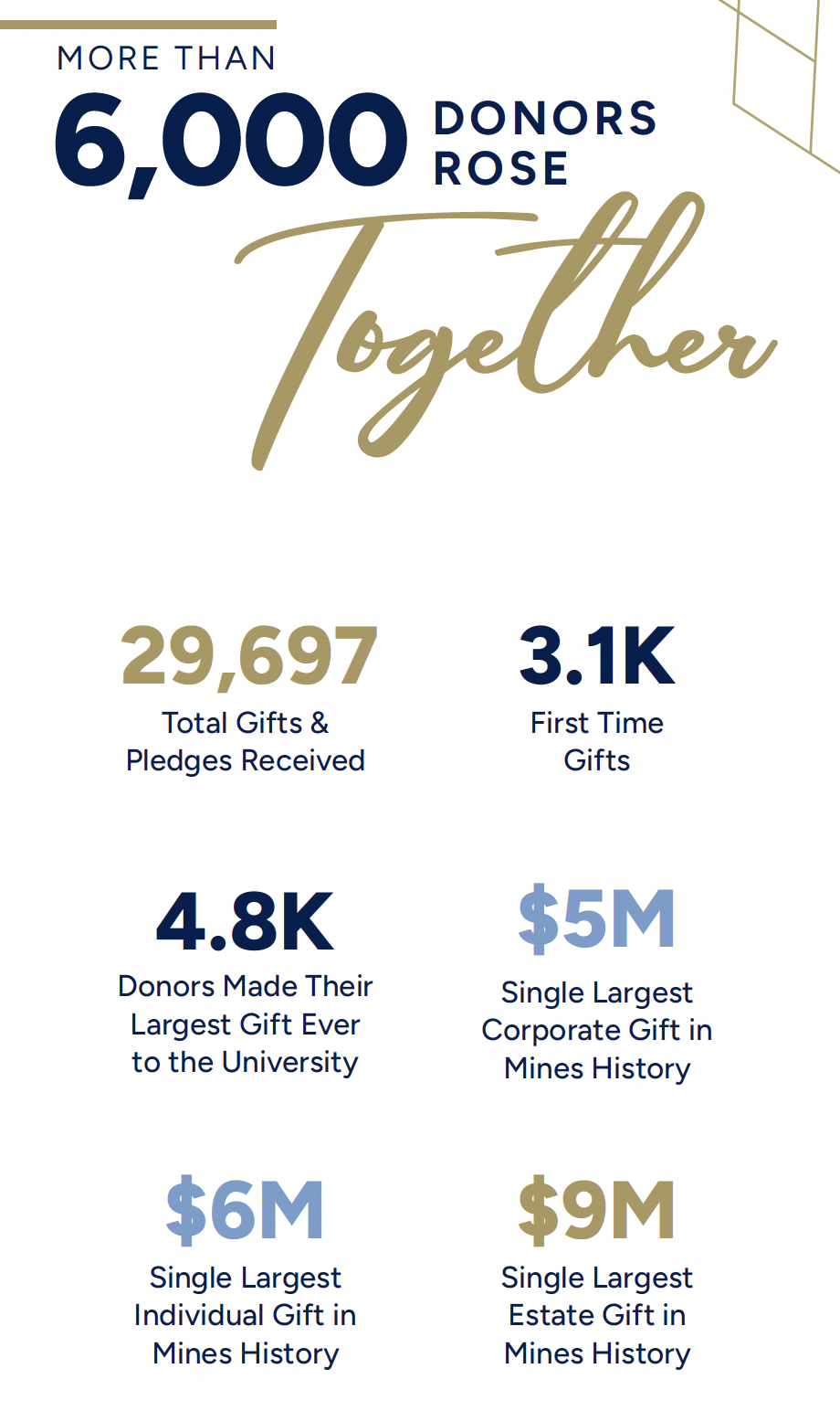 Graphics displaying various statistics about the campaign